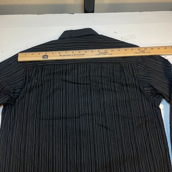 Versace Black and Gray Striped Casual Button Down Shirt - Picture 7 of 8